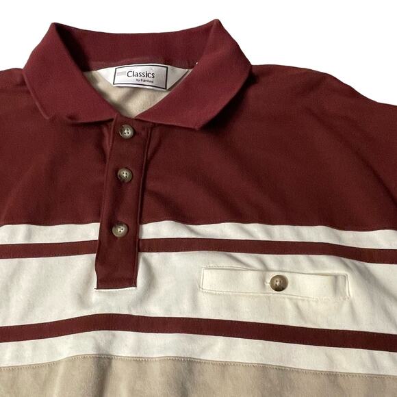 Classics by Palmland burgundy & tan polo grandpa style XL retro striped - Picture 2 of 5